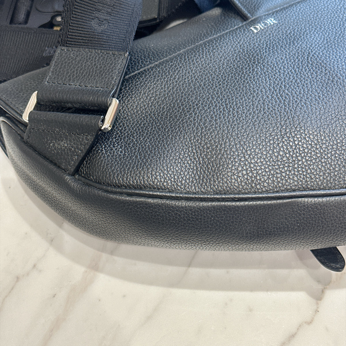 Dior Saddle Maxi in Black Grained Calf Leather