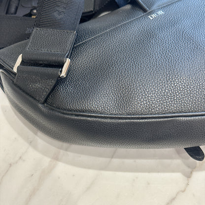Dior Saddle Maxi in Black Grained Calf Leather