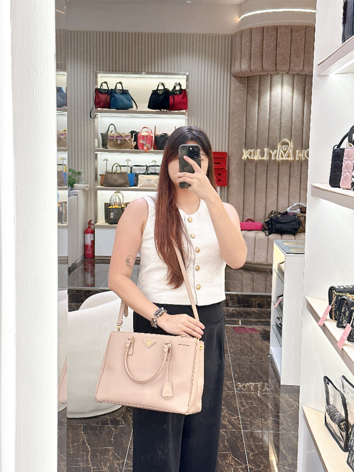 Prada Saffiano Gallieria Pink in Medium