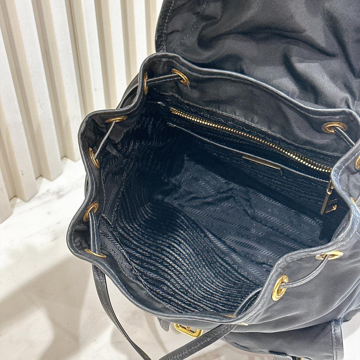 Prada Black Nylon and Leather Backpack