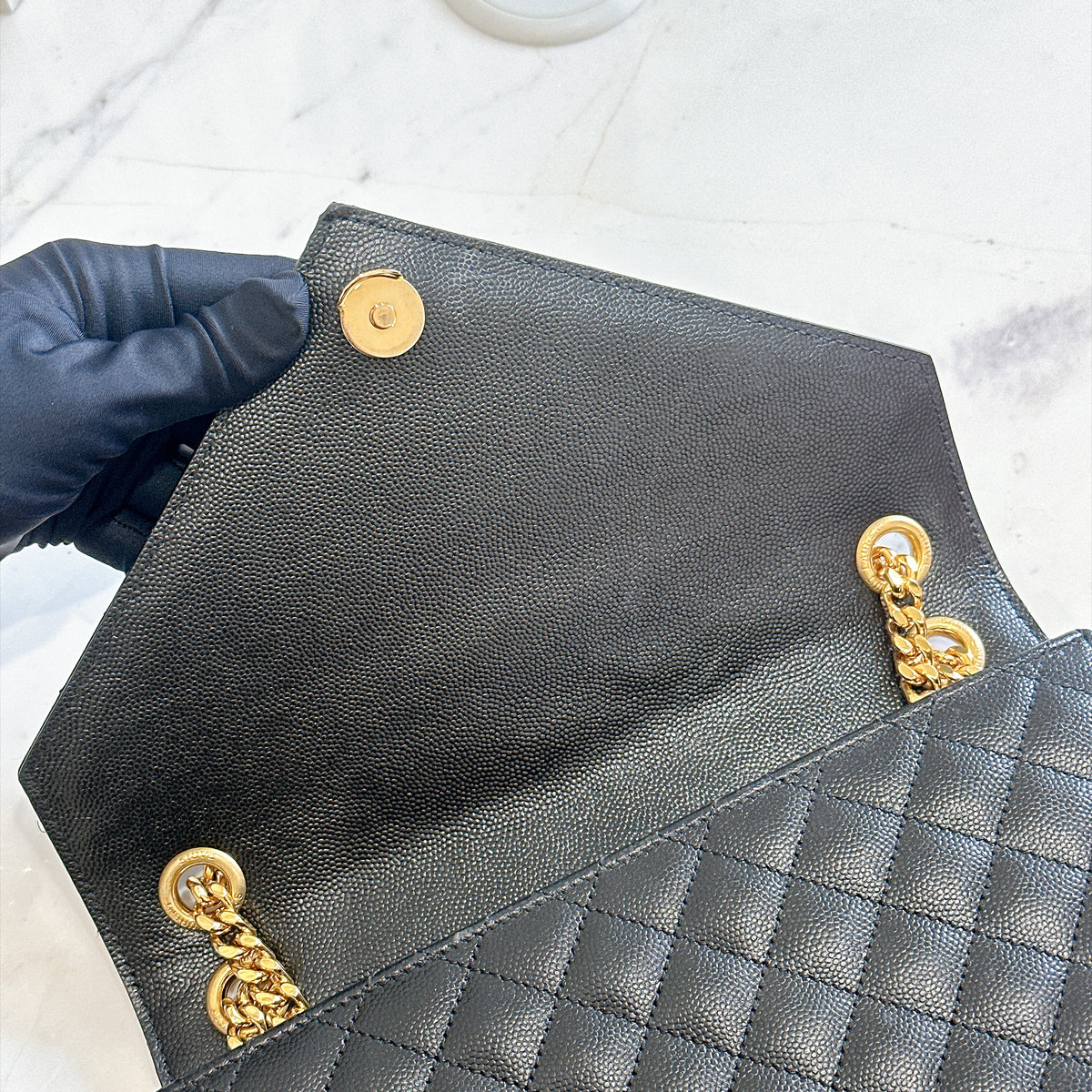 YSL Envelope Medium In Black GHW
