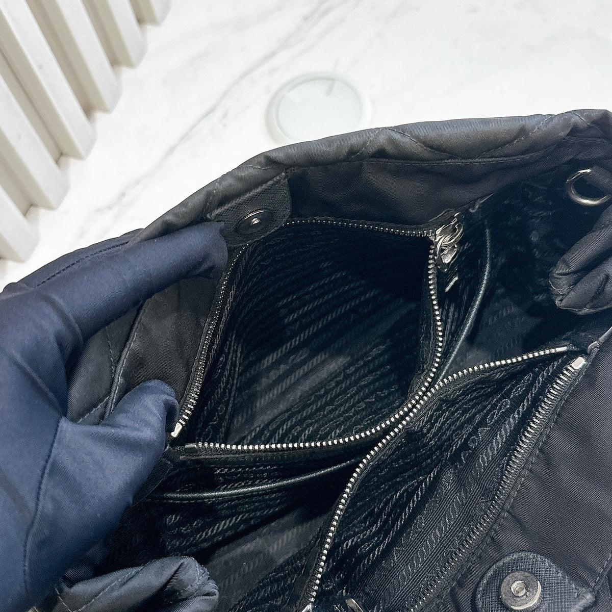 Prada Quilted Tessuto Nylon Chain Shoulder Tote