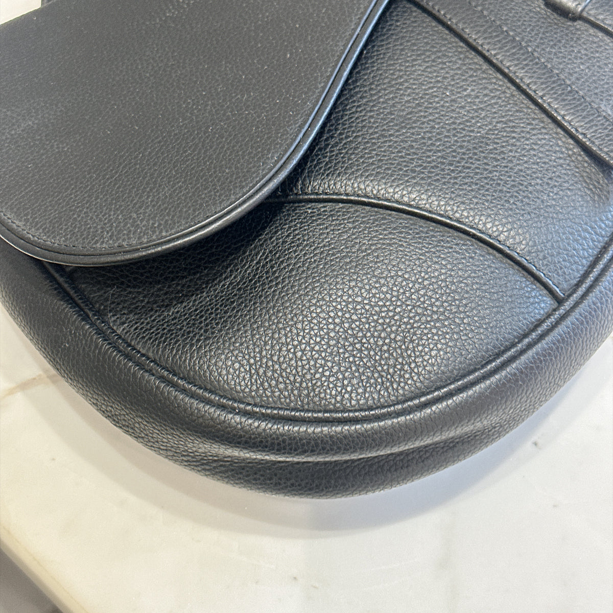 Dior Saddle Maxi in Black Grained Calf Leather
