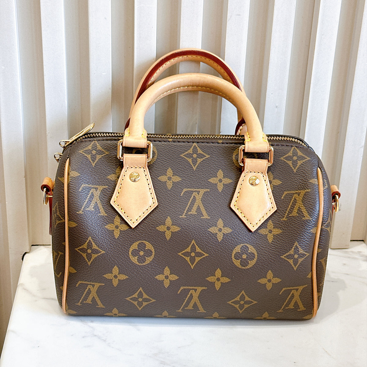 LV Monogram Speedy 20 in Beige Strap