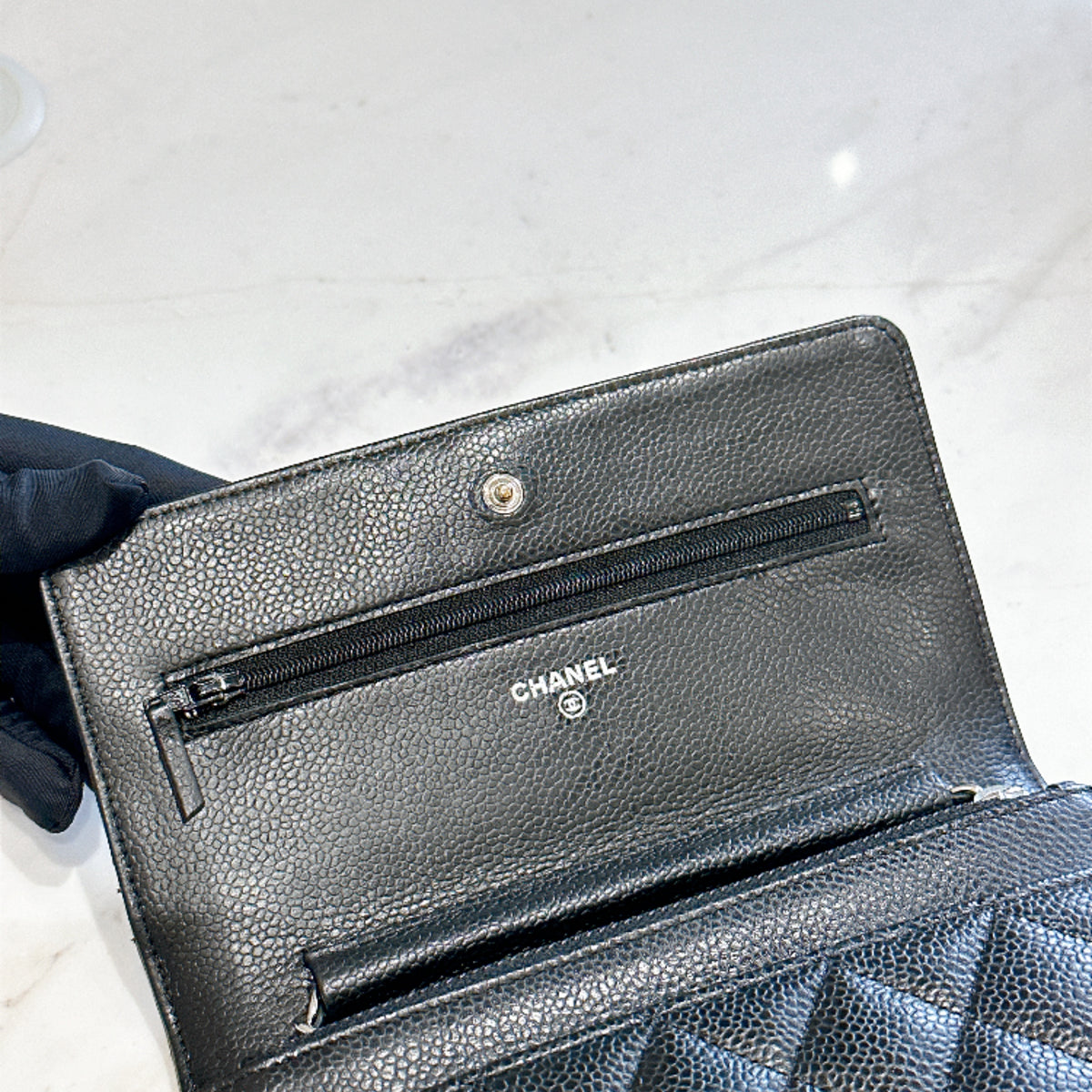 Chanel Wallet On Chain in Black Caviar SHW