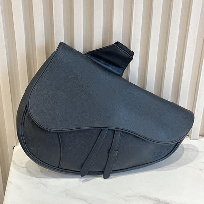 Dior Saddle Maxi in Black Grained Calf Leather