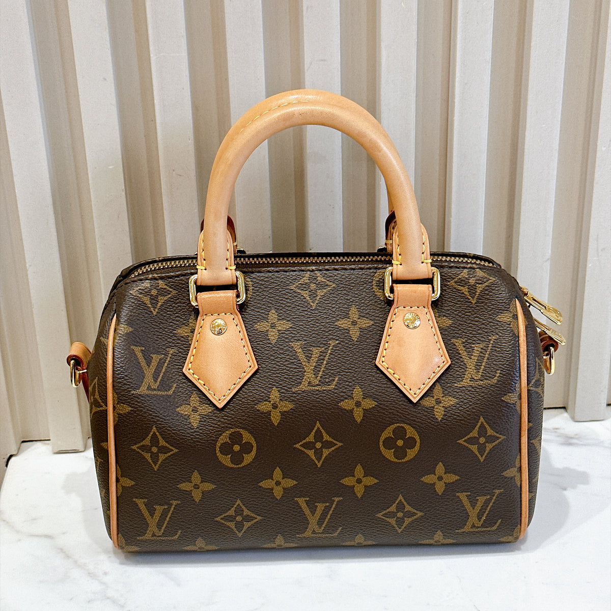 LV Monogram Speedy 20 in Beige Strap