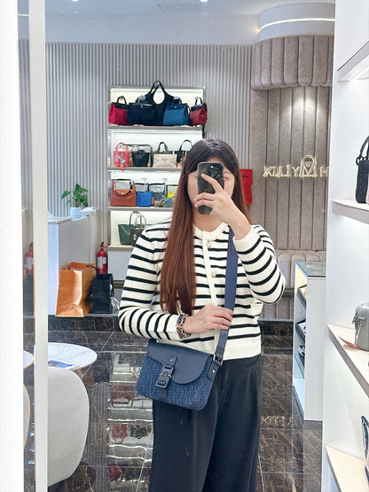 Dior Small Saddle Messenger in Blue Oblique