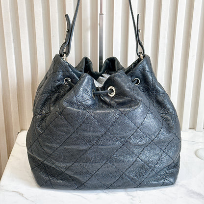 Chanel Glazed Calfskin On The Road Drawstring Bucket Bag