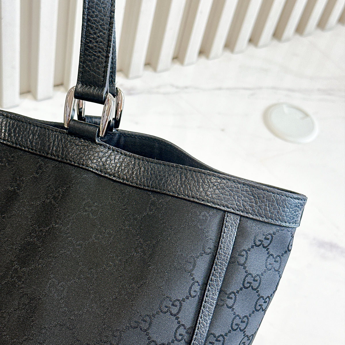 Gucci Black GG Canvas Abbey D-Ring Tote Bag