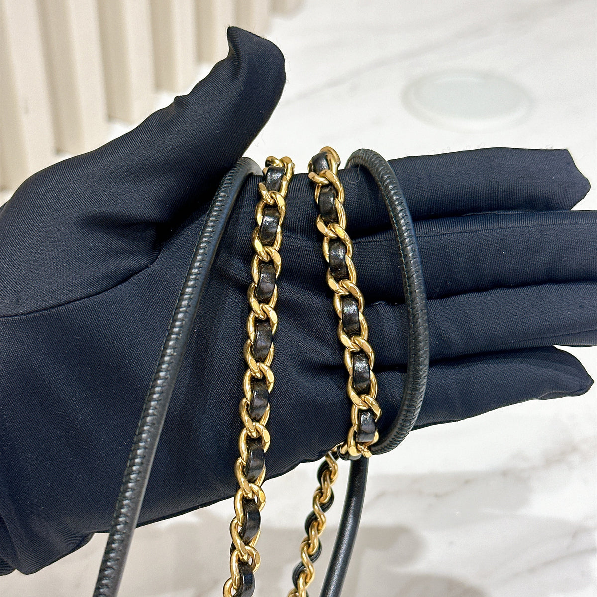 Chanel 22 Mini with Pearl Chain Black GHW