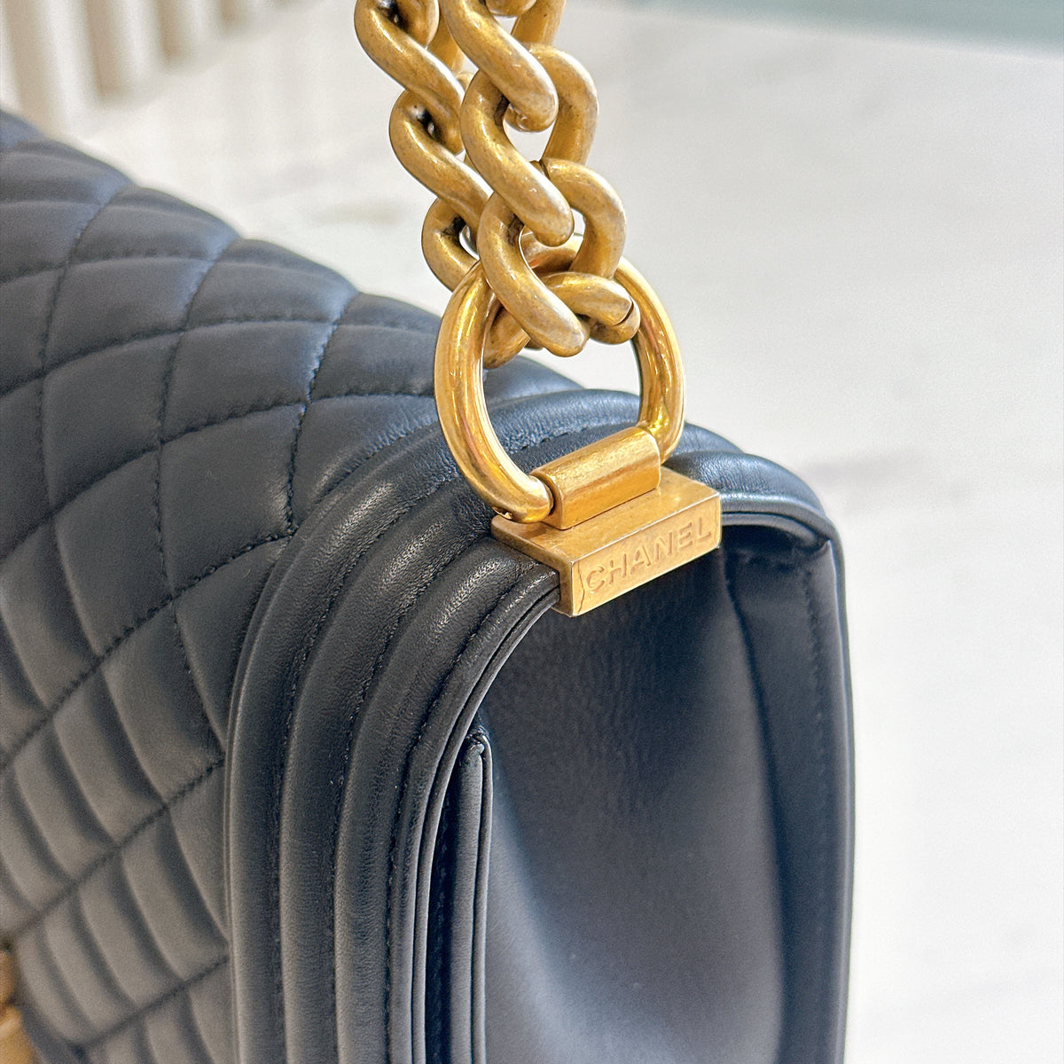 Chanel Boy Old Medium in Black Lambskin