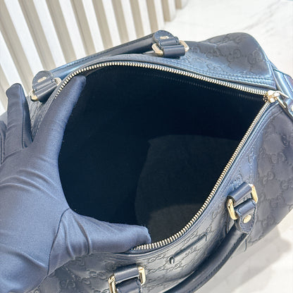 Gucci Guccissima Medium Joy Boston in Navy Blue