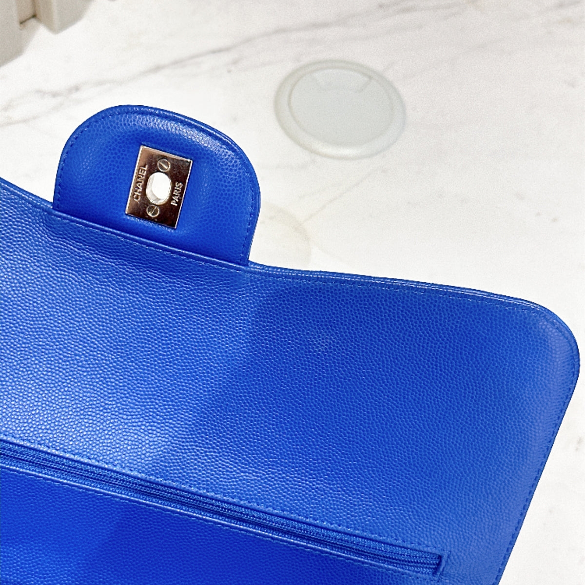 Chanel Jumbo In Blue Chevron Caviar SHW