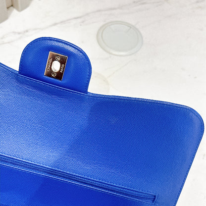 Chanel Jumbo In Blue Chevron Caviar SHW