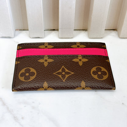 LV Double Card Holder Pondichery Pink
