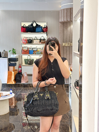 Prada Gaufre Tote Bag in Black Nylon