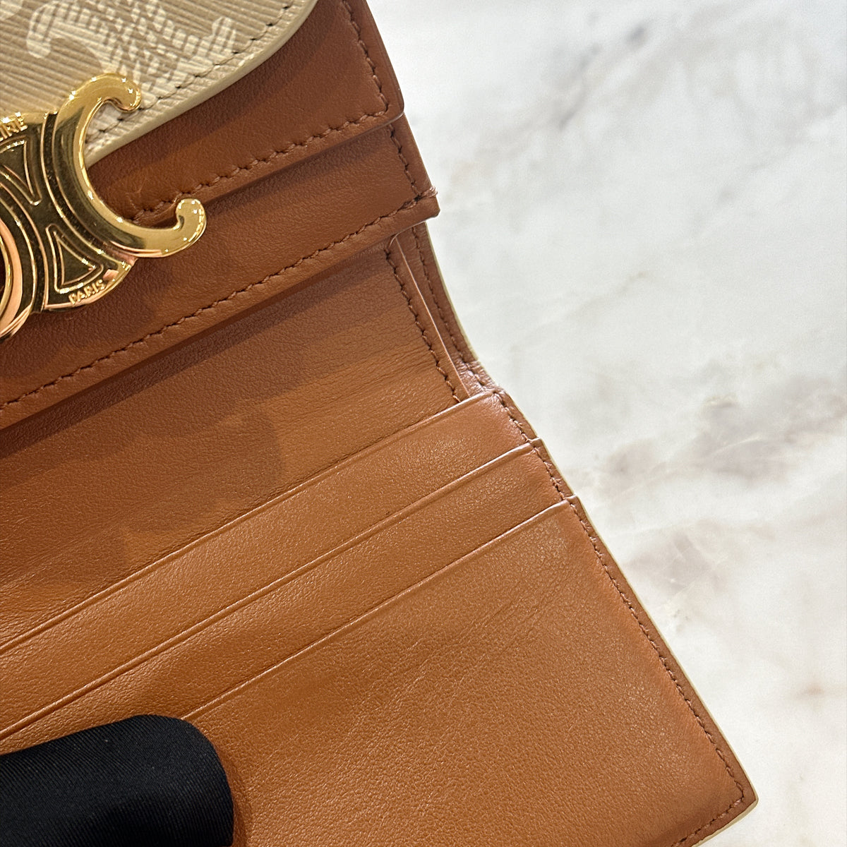 Celine Small Flap Wallet in Grege