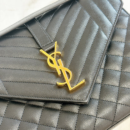 YSL Envelope Medium In Black GHW