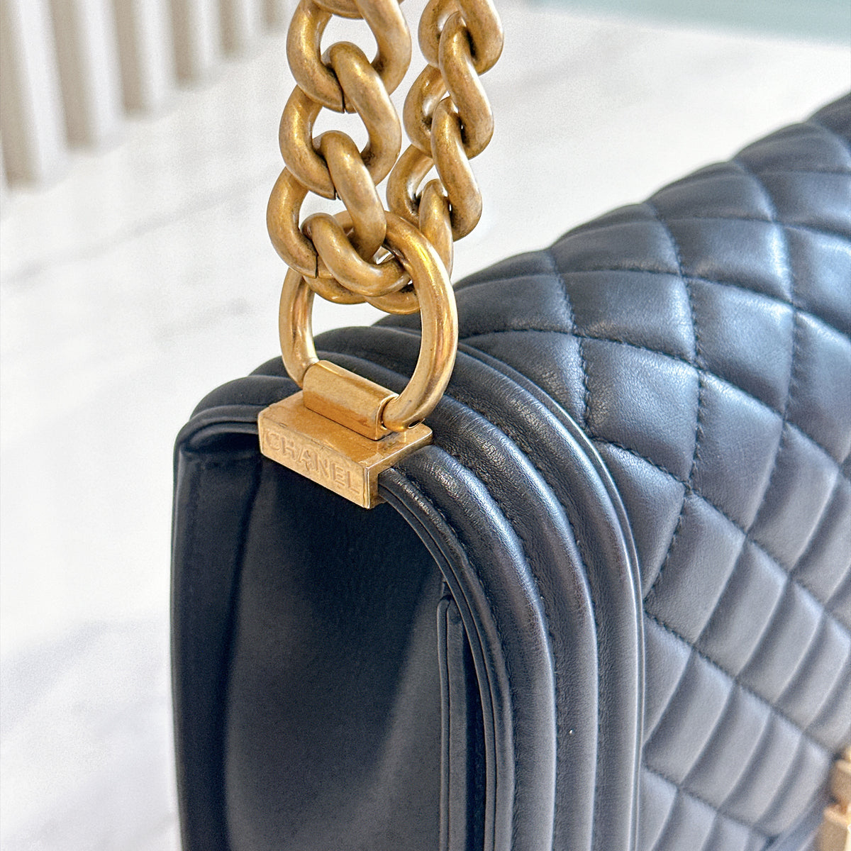 Chanel Boy Old Medium in Black Lambskin