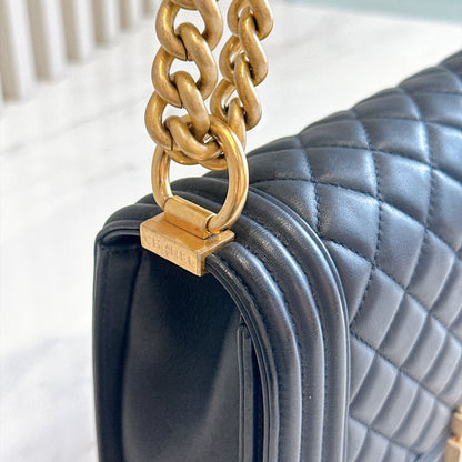 Chanel Boy Old Medium in Black Lambskin