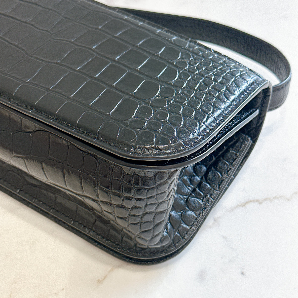 Balenciaga Gossip Small in Black Crocodile Embossed Calfskin