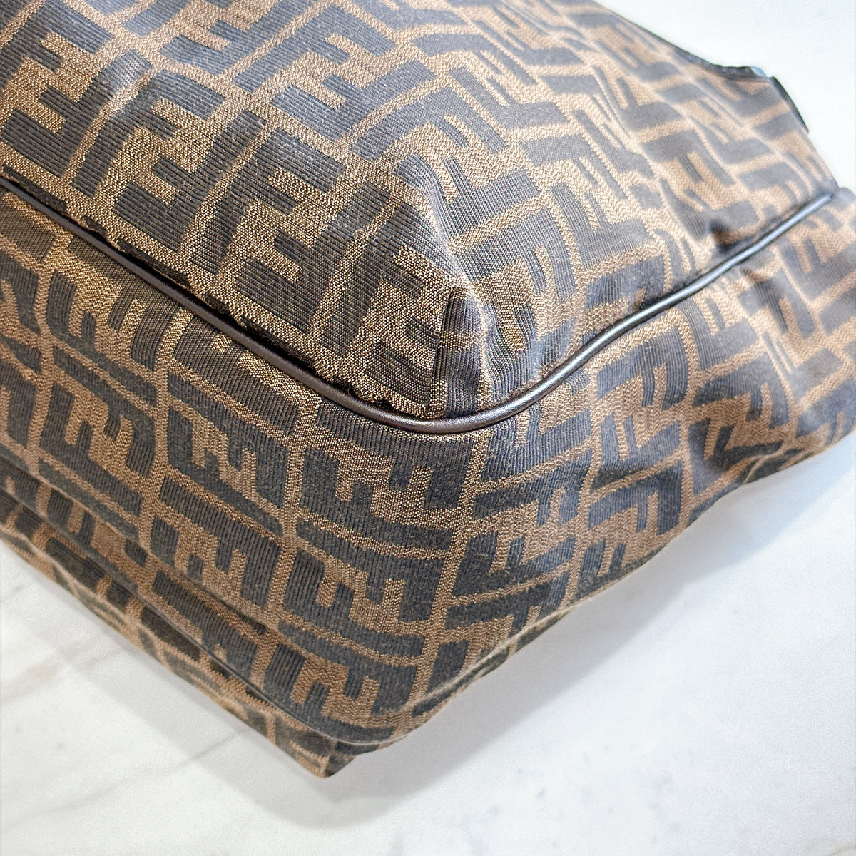 Fendi Zucca Print Canvas and Leather Tote / Chef Bag