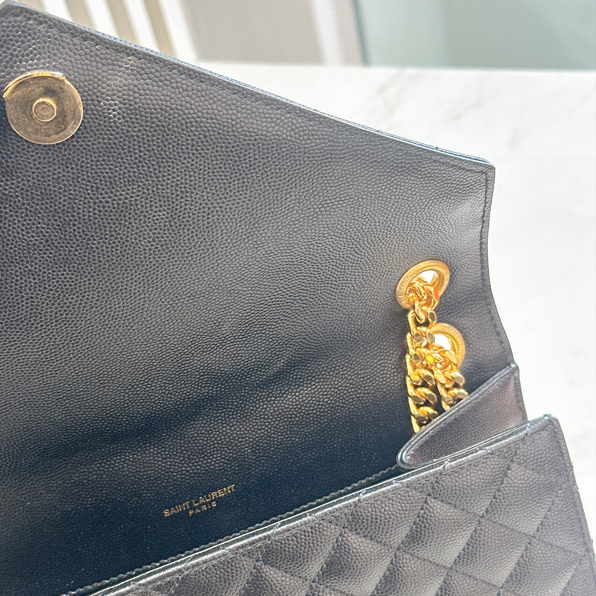 YSL Envelope Medium In Black GHW