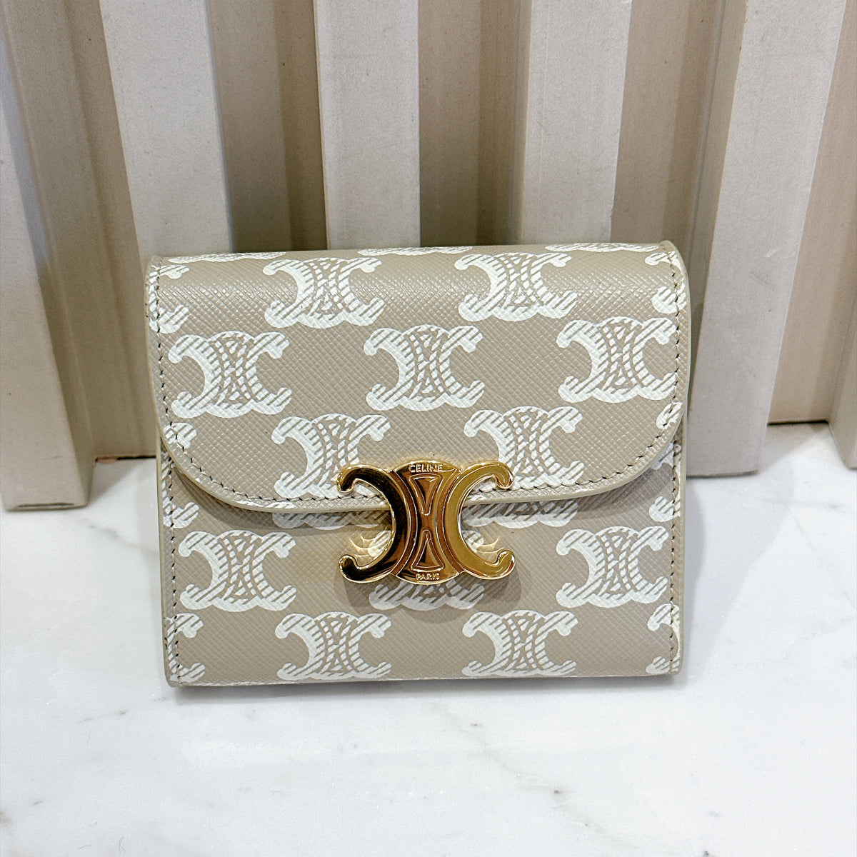 Celine Small Flap Wallet in Grege