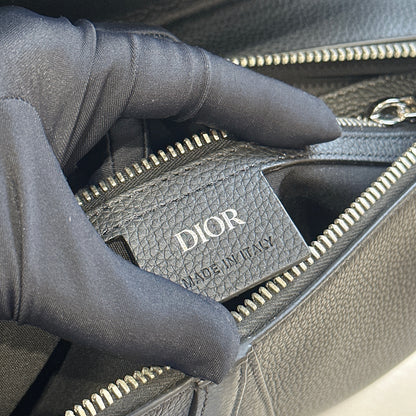 Dior Saddle Maxi in Black Grained Calf Leather