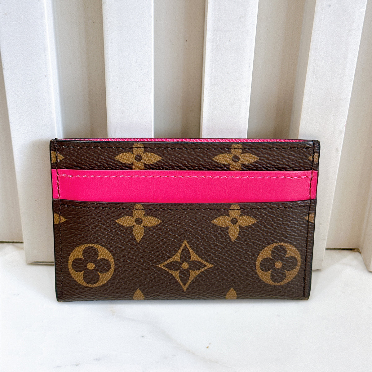 LV Double Card Holder Pondichery Pink