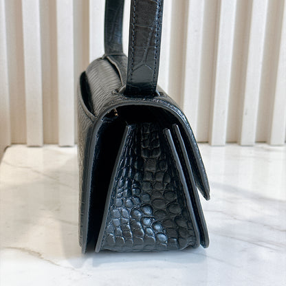 Balenciaga Gossip Small in Black Crocodile Embossed Calfskin