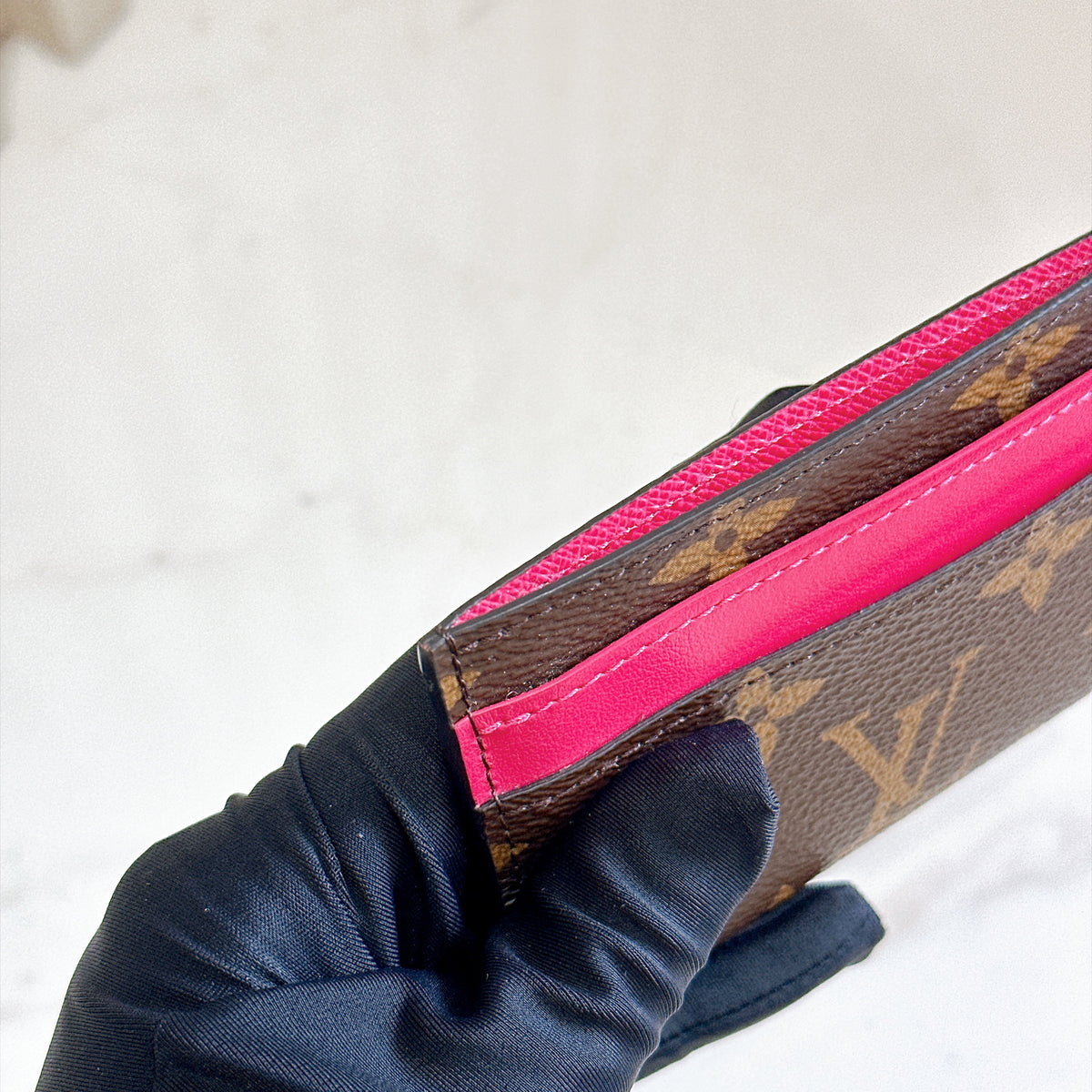LV Double Card Holder Pondichery Pink