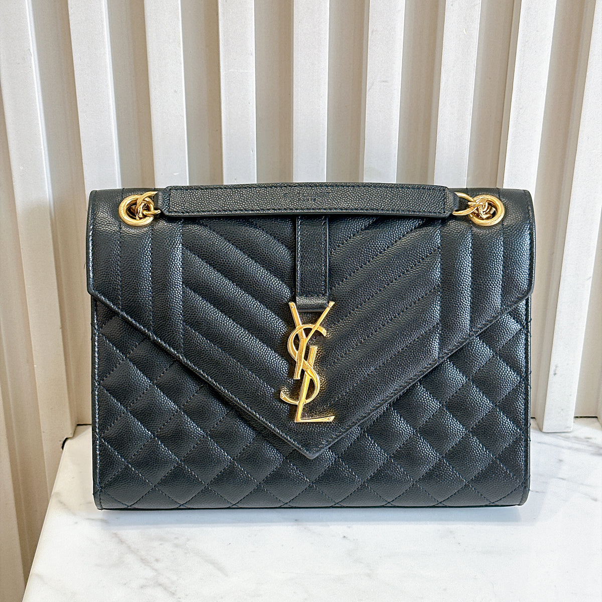 YSL Envelope Medium In Black GHW