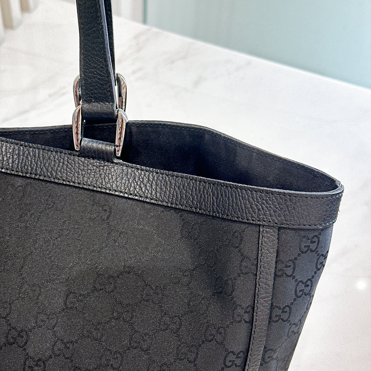 Gucci Black GG Canvas Abbey D-Ring Tote Bag
