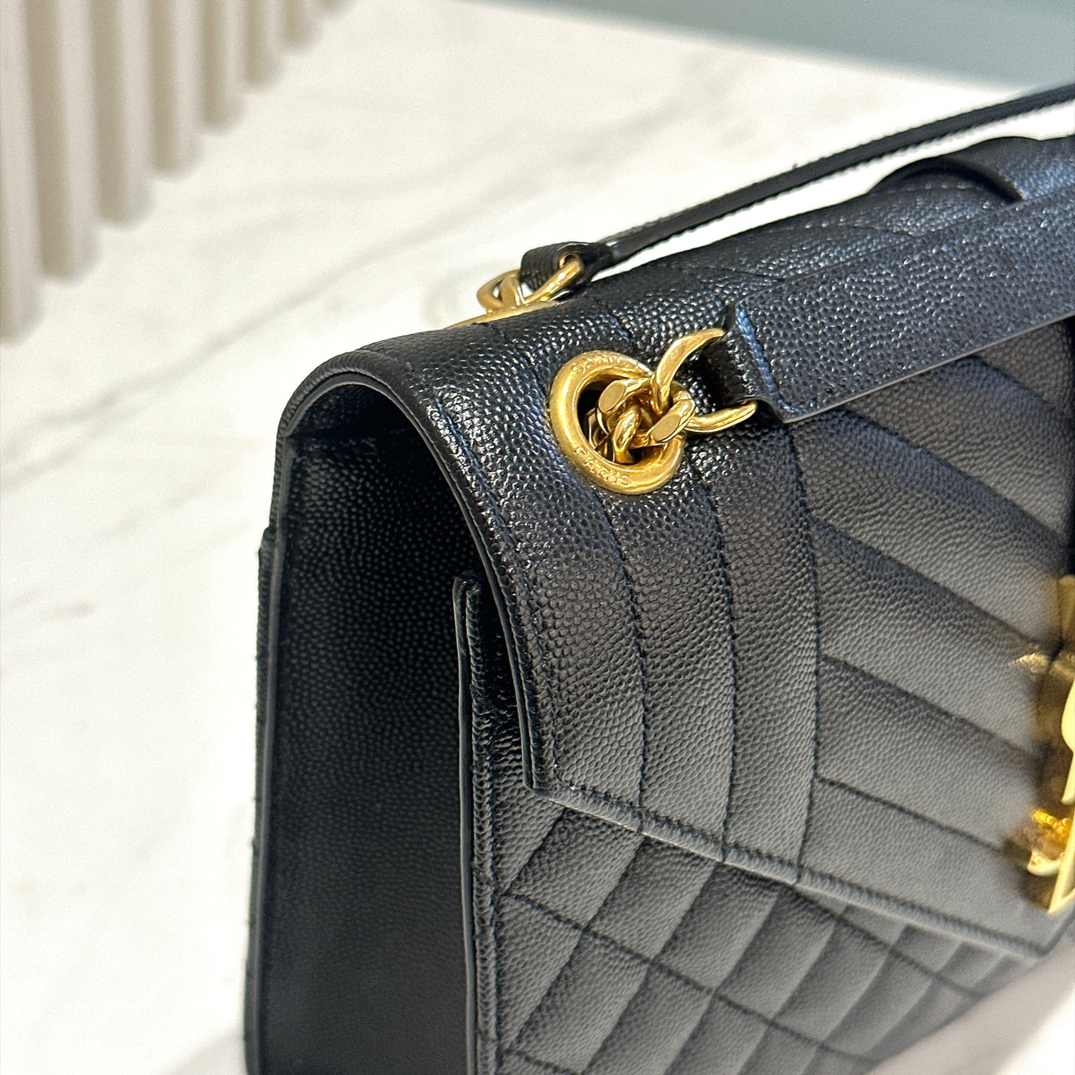 YSL Envelope Medium in Black GHW
