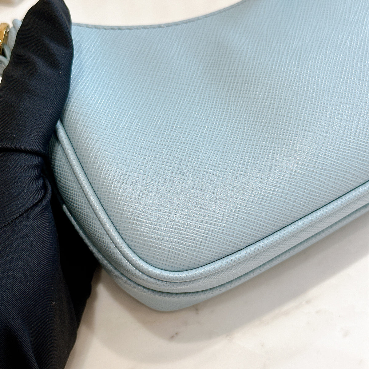 Prada 3 in 1 Hobo Bag in Blue Saffiano