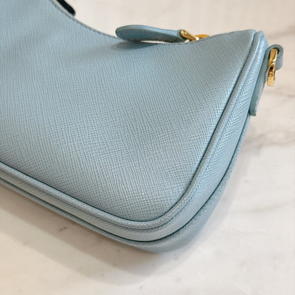 Prada 3 in 1 Hobo Bag in Blue Saffiano