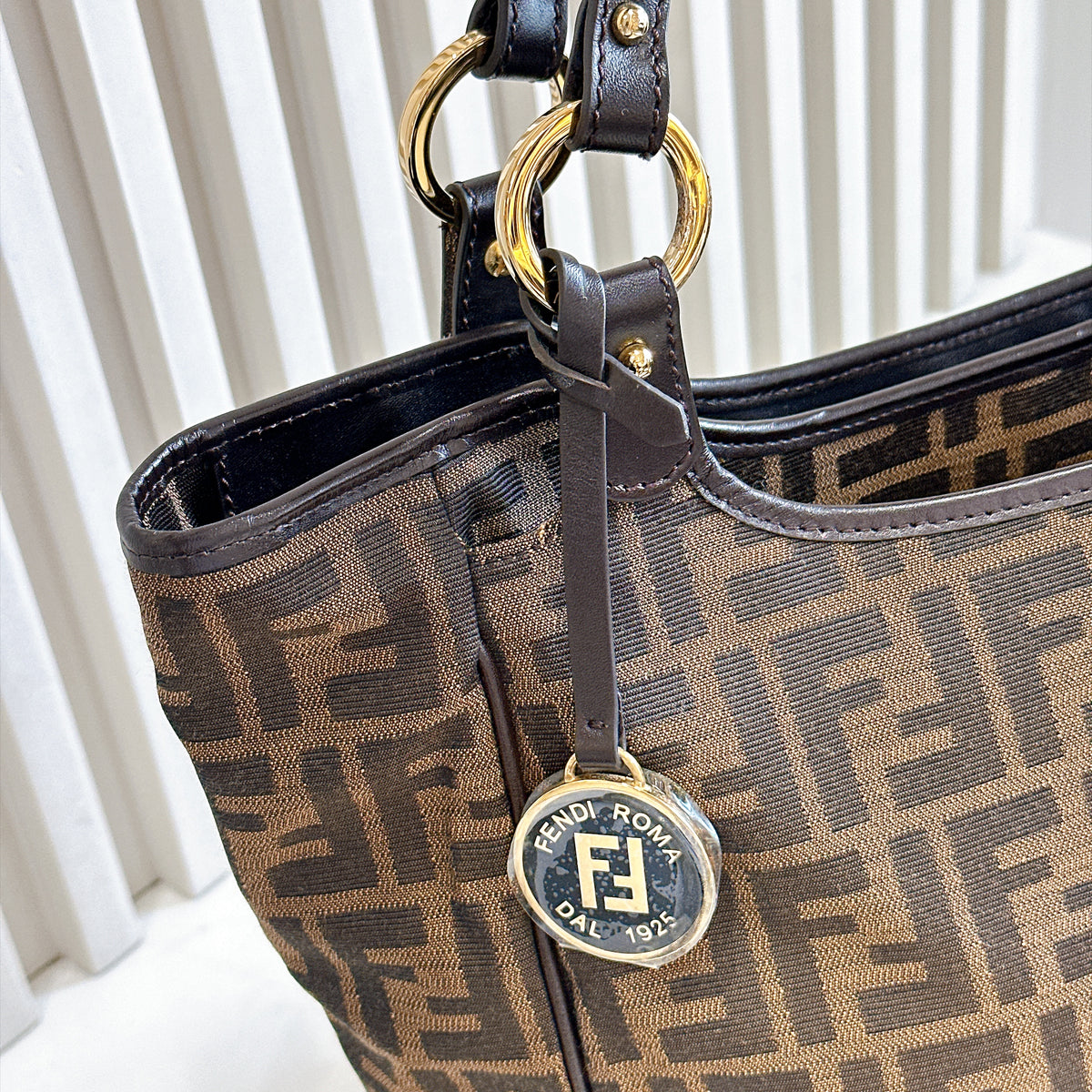 Fendi Zucca Print Canvas and Leather Tote / Chef Bag