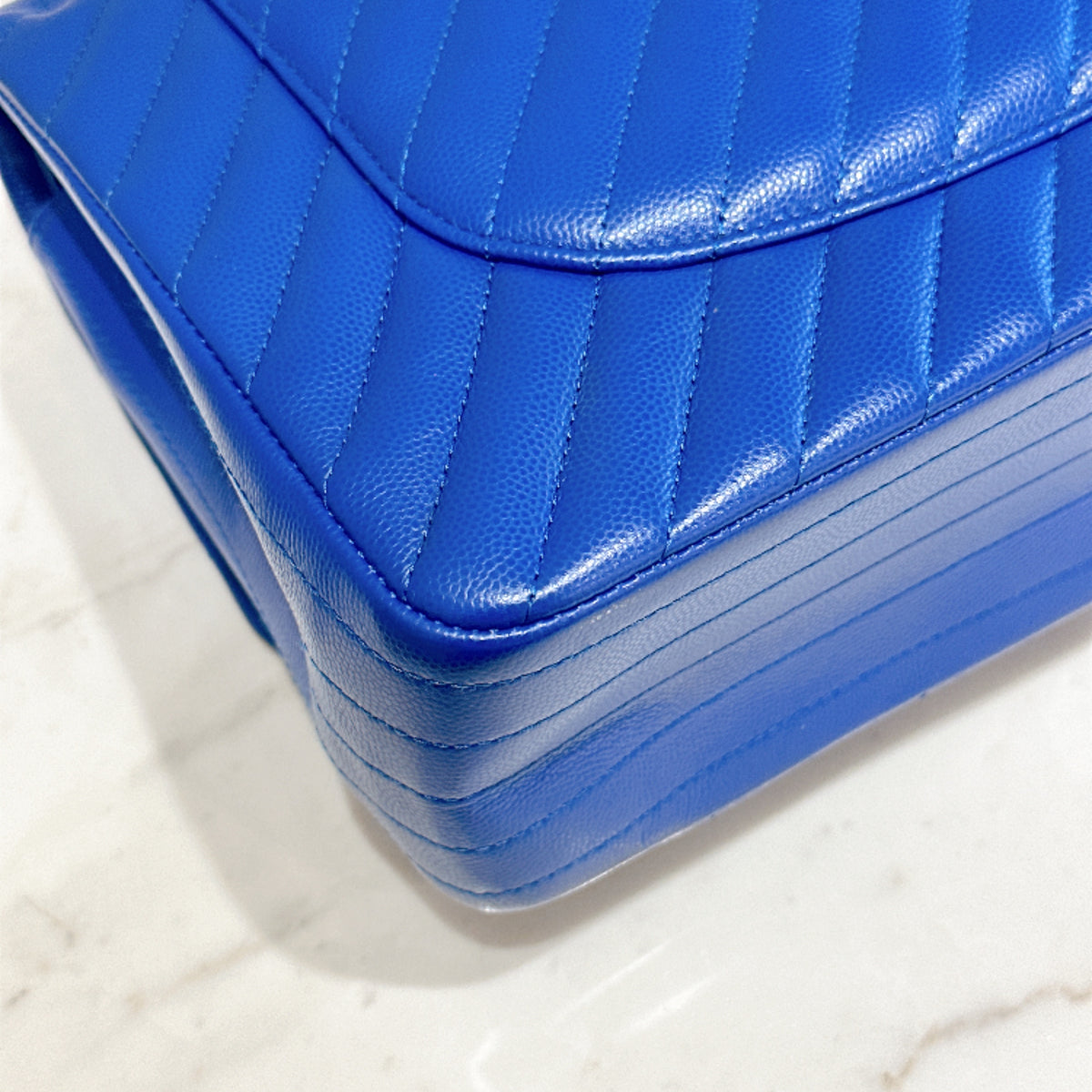 Chanel Jumbo In Blue Chevron Caviar SHW