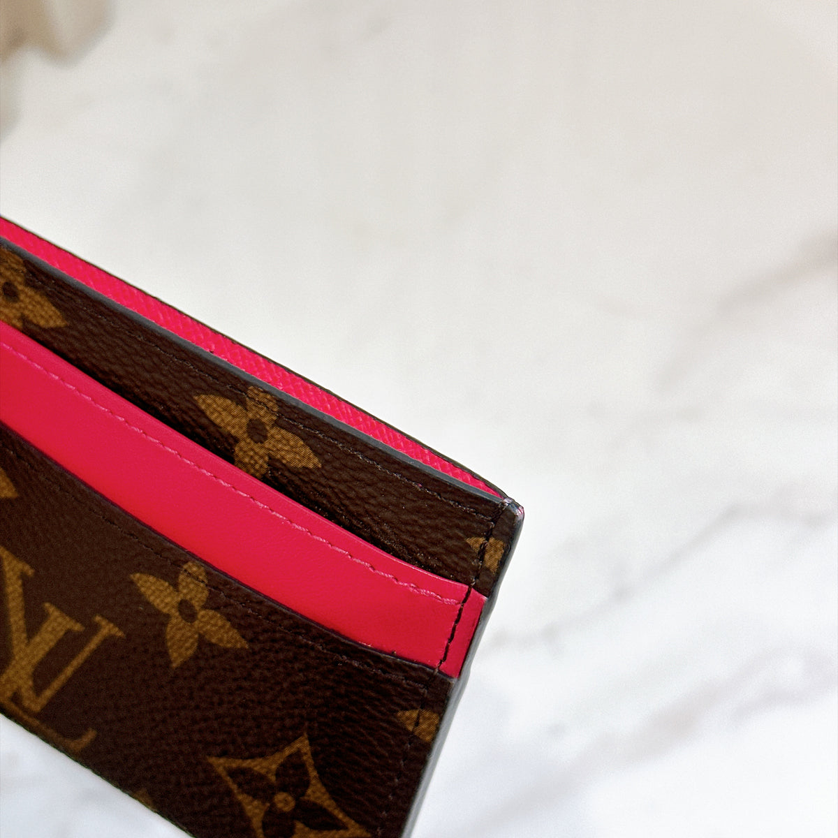 LV Double Card Holder Pondichery Pink