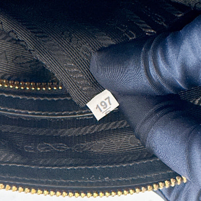 Prada Logo Jacquard Black Canvas Satchel Tote