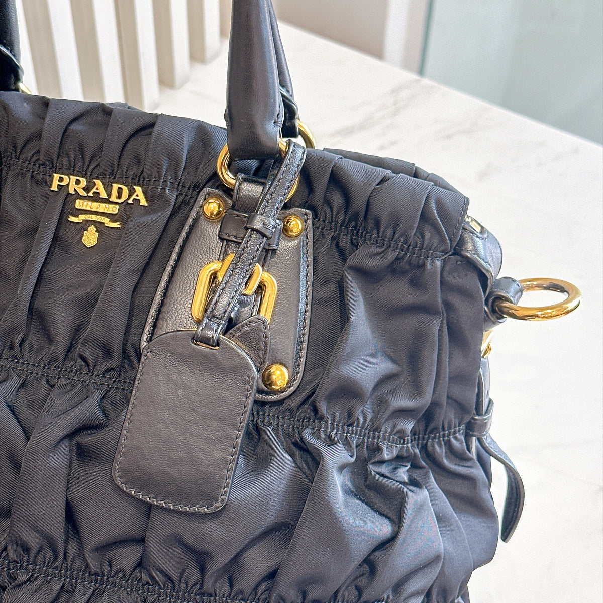 Prada Gaufre Tote Bag in Black Nylon