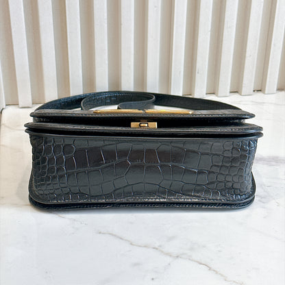 Balenciaga Gossip Small in Black Crocodile Embossed Calfskin