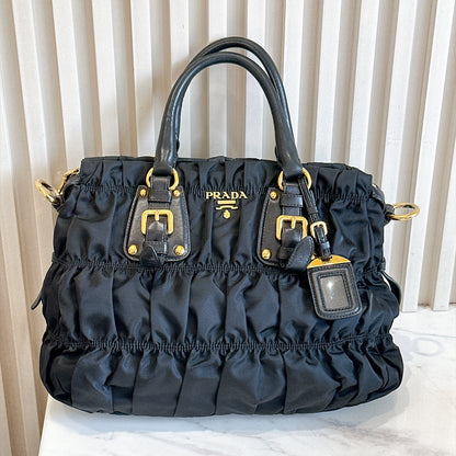 Prada Gaufre Tote Bag in Black Nylon