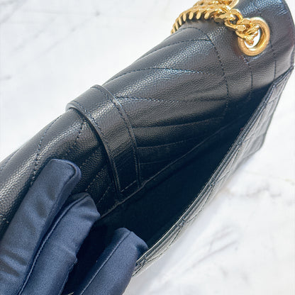 YSL Envelope Medium In Black GHW