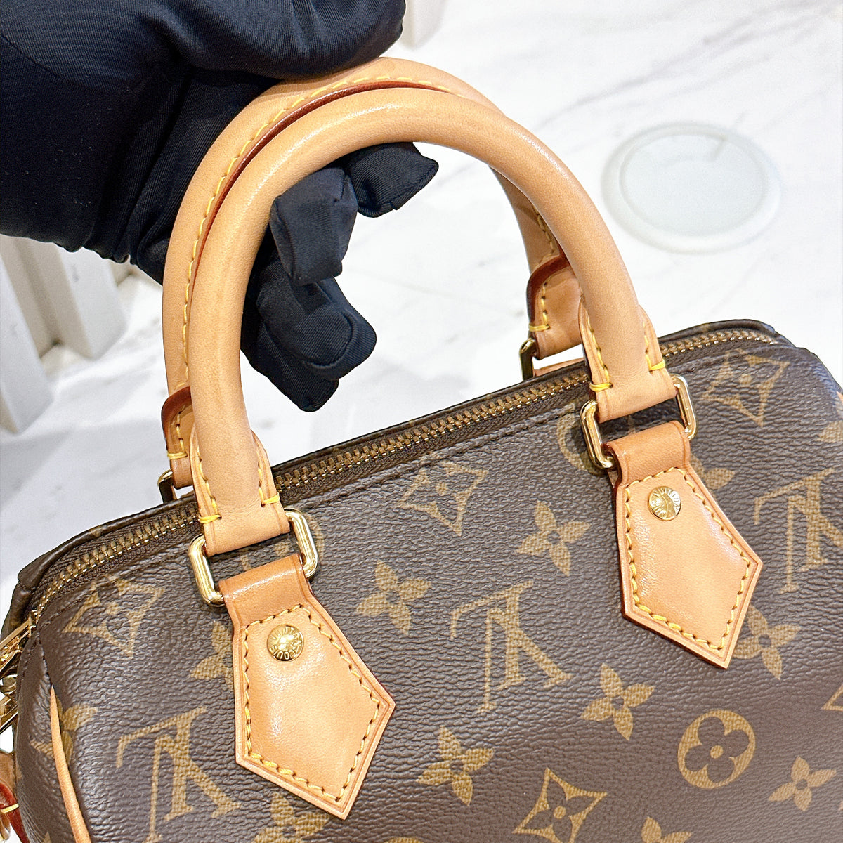 LV Monogram Speedy 20 in Beige Strap