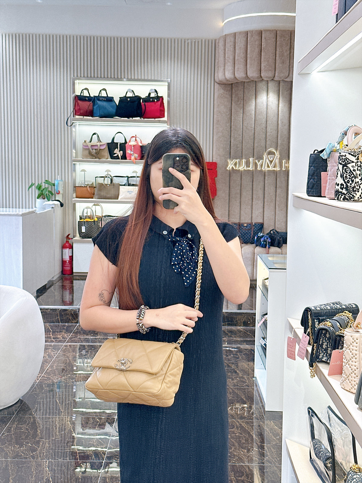 Chanel 19 Beige in Small Lambskin