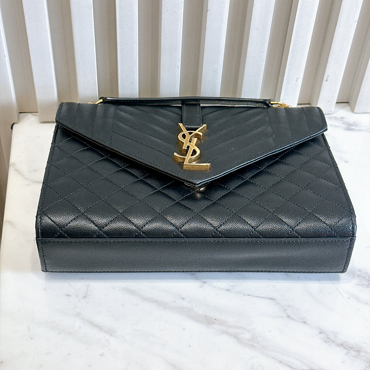 YSL Envelope Medium In Black GHW