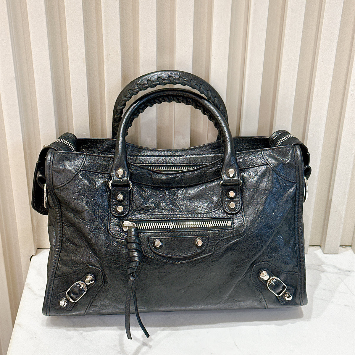 Balenciaga Le City Small In Black Arena Lambskin